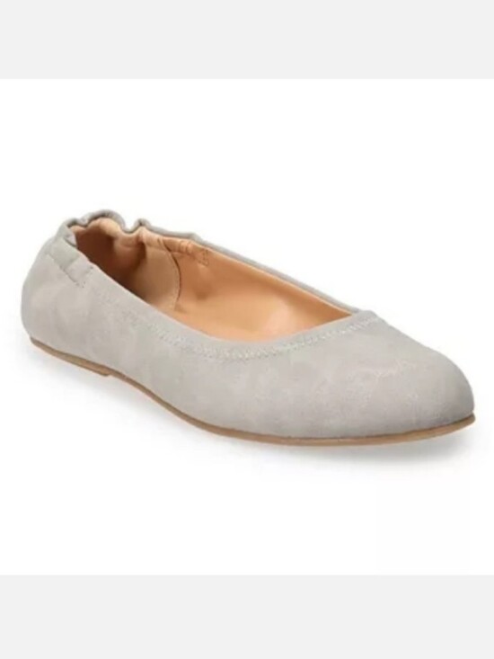 Toms Shoes - Toms Judith Grey Suede PU Faux Leather Lightweight Ballet Flats Size 6.5 NWOB
